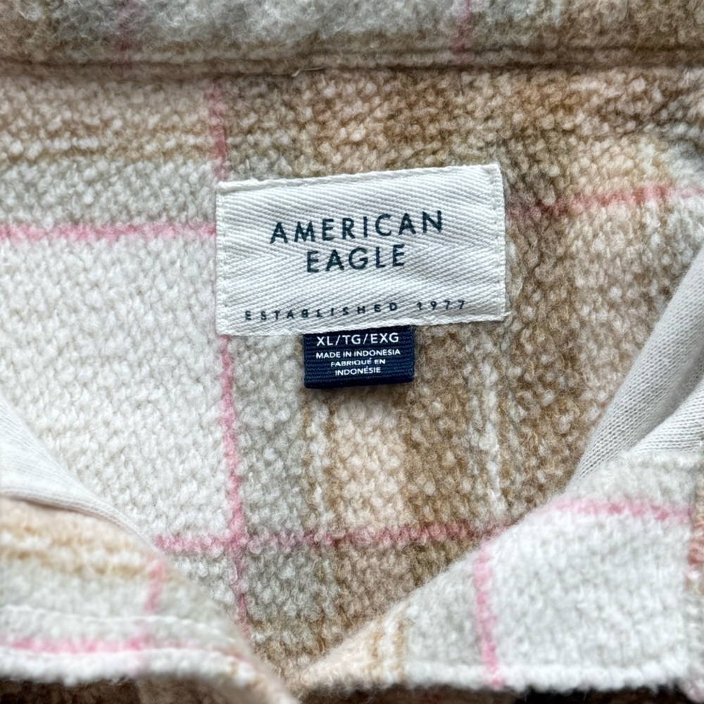 American Eagle Outfitters Tan and brown and whitePlaid Shirt - Picture 2 of 3